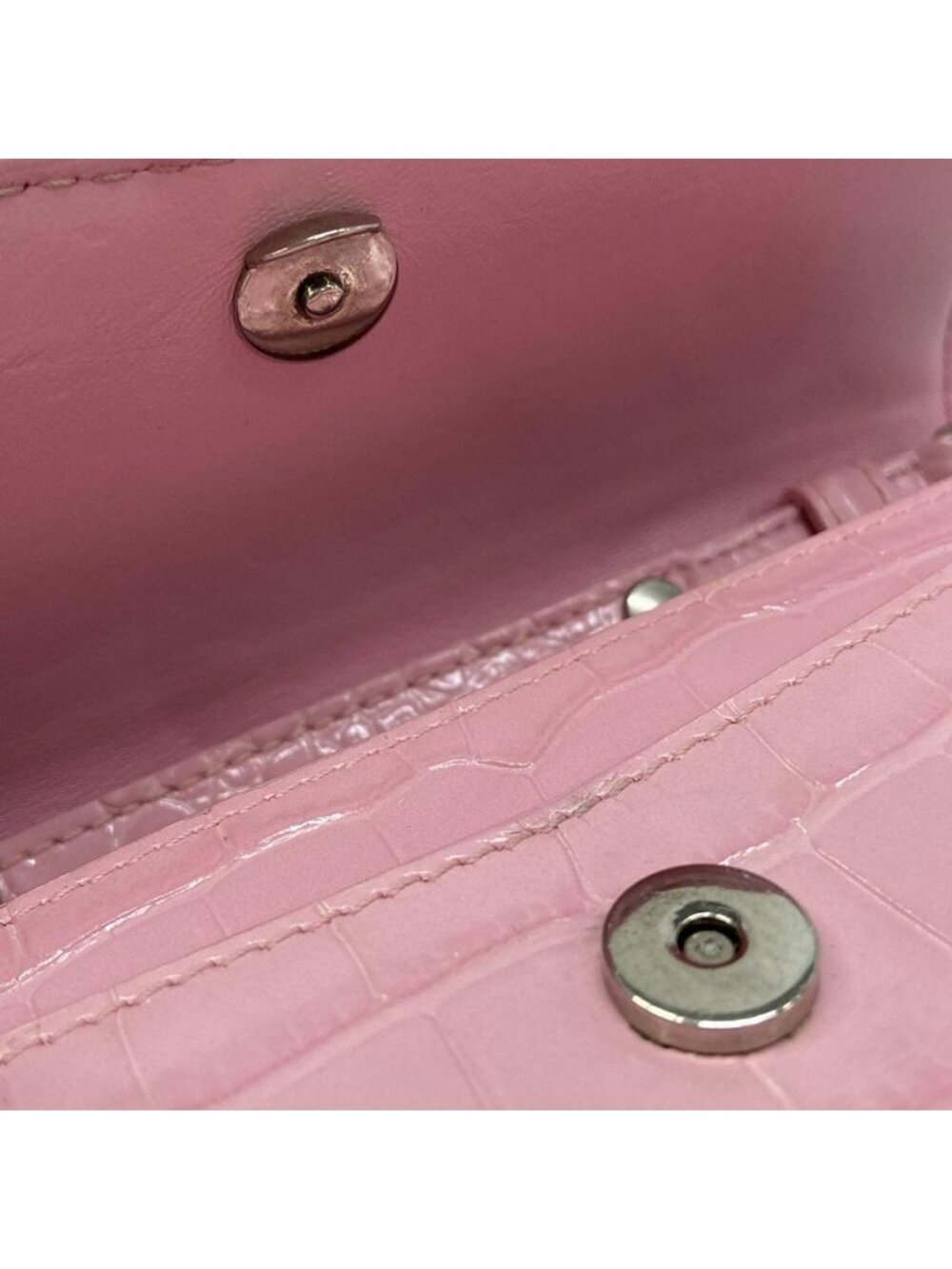 Balenciaga Wallet Hourglass Pink Chain Embossed Leather - Picture 11 of 13